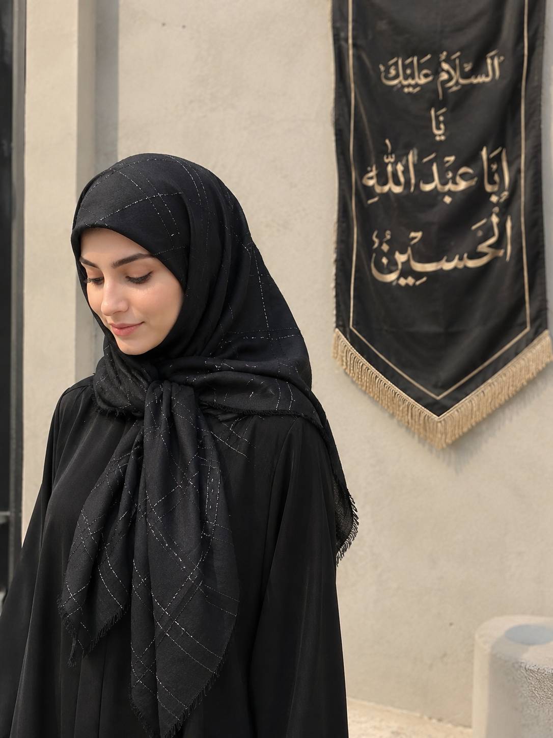 روسری  نخ لمه مشکی